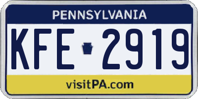 PA license plate KFE2919