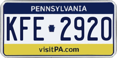 PA license plate KFE2920