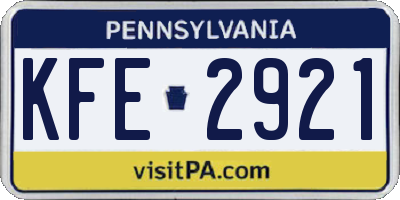 PA license plate KFE2921