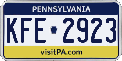 PA license plate KFE2923