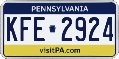 PA license plate KFE2924