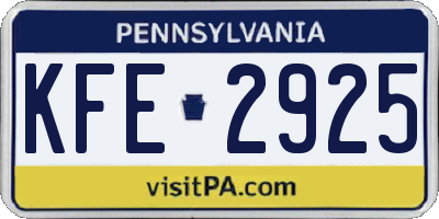 PA license plate KFE2925
