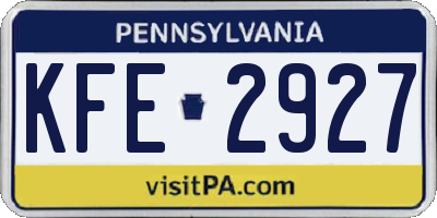 PA license plate KFE2927