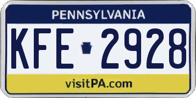 PA license plate KFE2928