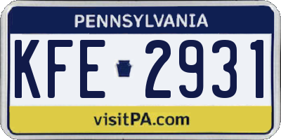 PA license plate KFE2931