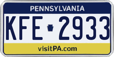 PA license plate KFE2933