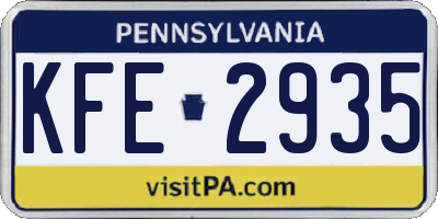 PA license plate KFE2935