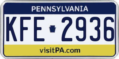 PA license plate KFE2936