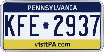 PA license plate KFE2937