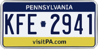 PA license plate KFE2941