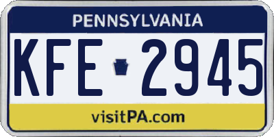 PA license plate KFE2945