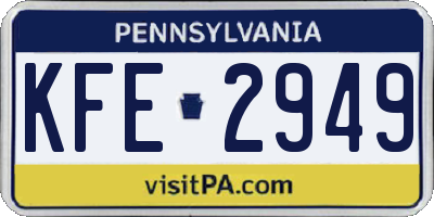 PA license plate KFE2949