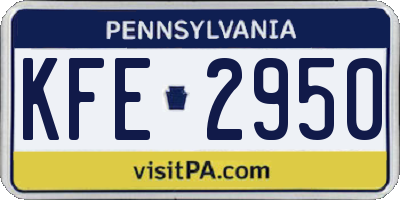 PA license plate KFE2950