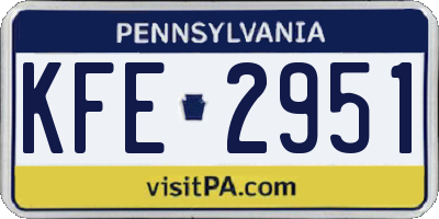 PA license plate KFE2951