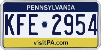 PA license plate KFE2954
