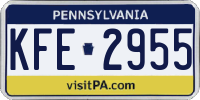 PA license plate KFE2955