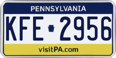 PA license plate KFE2956