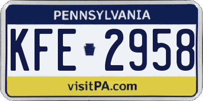 PA license plate KFE2958