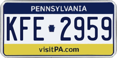 PA license plate KFE2959