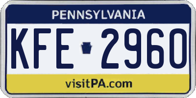 PA license plate KFE2960