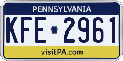 PA license plate KFE2961