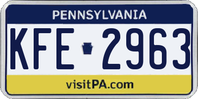 PA license plate KFE2963