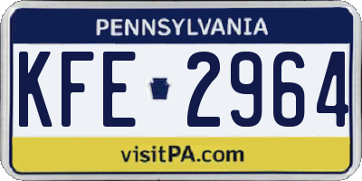PA license plate KFE2964
