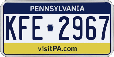 PA license plate KFE2967