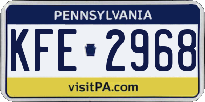 PA license plate KFE2968