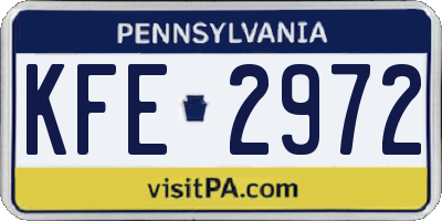 PA license plate KFE2972
