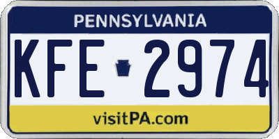 PA license plate KFE2974