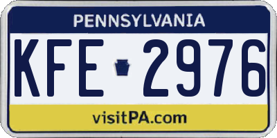 PA license plate KFE2976