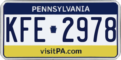 PA license plate KFE2978