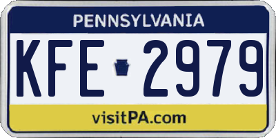 PA license plate KFE2979