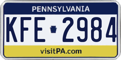 PA license plate KFE2984