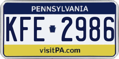 PA license plate KFE2986