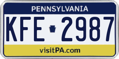 PA license plate KFE2987