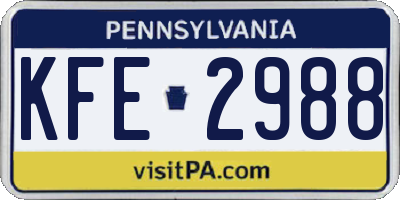 PA license plate KFE2988