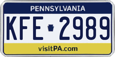 PA license plate KFE2989