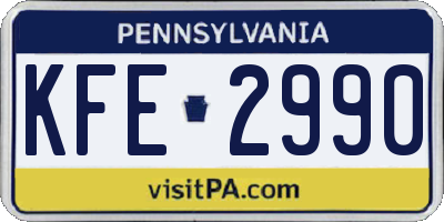 PA license plate KFE2990