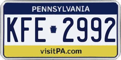 PA license plate KFE2992