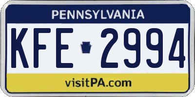 PA license plate KFE2994