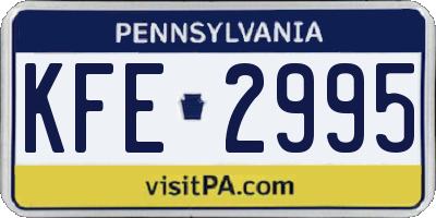 PA license plate KFE2995
