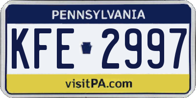 PA license plate KFE2997