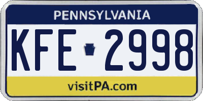 PA license plate KFE2998