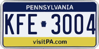 PA license plate KFE3004