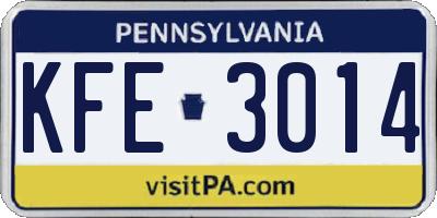 PA license plate KFE3014