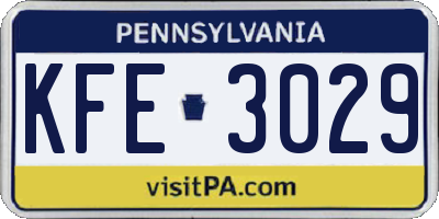 PA license plate KFE3029