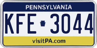 PA license plate KFE3044