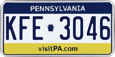 PA license plate KFE3046